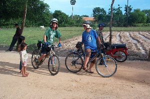 Pat and Nat cycling through Cambodia