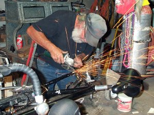 Bill welds the tandem