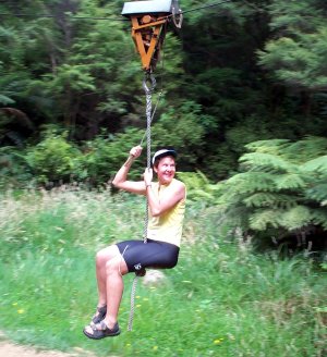 Shelley rides the Flying Fox