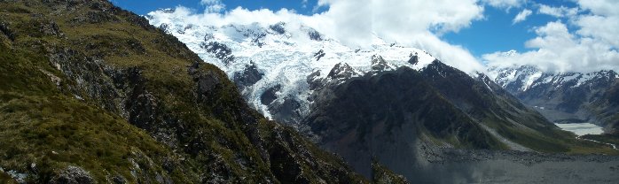 Mount Cook Panorama with Glacier from Sealy Tarns