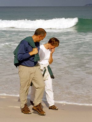 Walking along Squeaky Beach